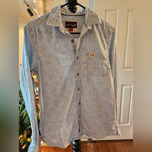 Men's Flower Print Long Sleeve Button Down